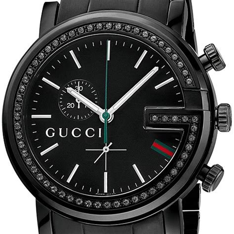 gucci watch black face diamonds|men's Gucci watch diamond bezel.